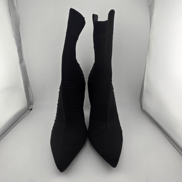 bebe Joselyn Knit Bootie Heels – Black Rhinestone Stiletto,Womens' size 7 - Picture 1 of 11